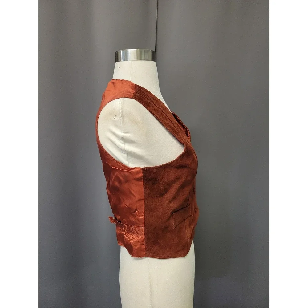 Harmal New York Vest Rust Suede Leather Western Boho Button Front‎ Size M